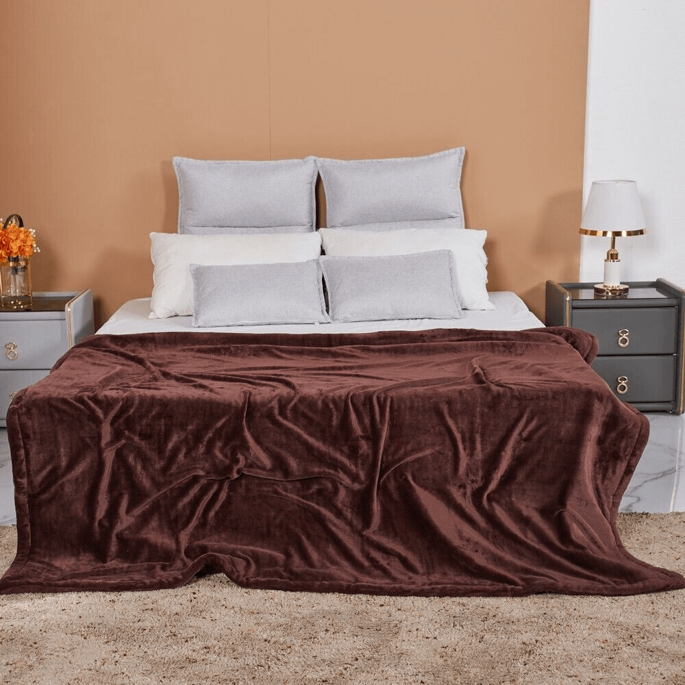 LUXURIOUS ELECTRIC HEATED THROW SOFT FLEECE BROWN OVER BLANKET DIGITAL CONTROL
