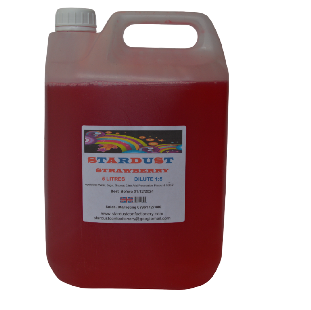 Stardust Strawberry Flavoured  Slush Puppie Syrup 5 Litre Size Chart